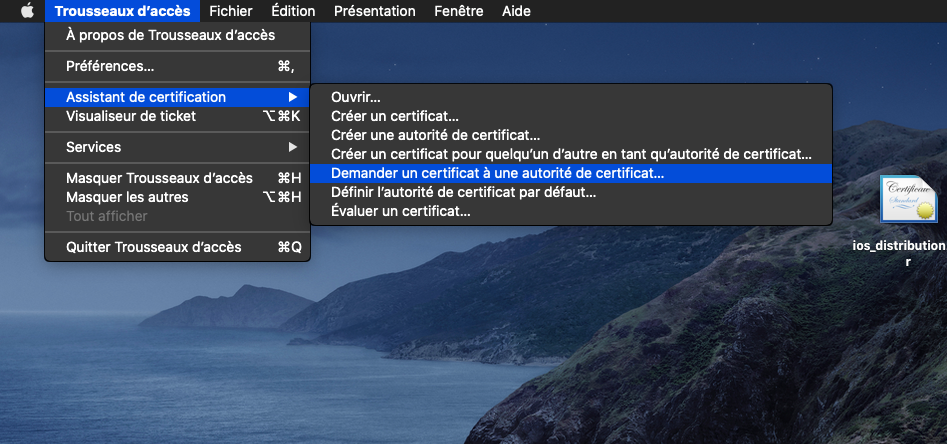 apple ios generation application ipa certificat p12 provision